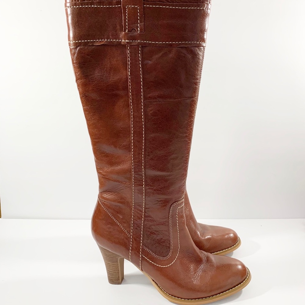 Marc Fisher Leather Knee High Heeled Boots Sz 9